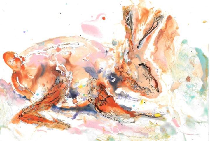 Peinture intitulée "Little Rabbit" par Christa Kerbusch, Œuvre d'art originale, Encaustique