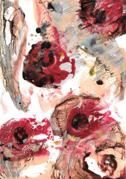Peinture intitulée "Flowerbed" par Christa Kerbusch, Œuvre d'art originale, Encaustique