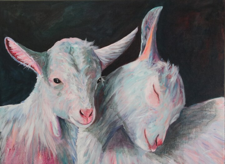Painting titled "Annabelle & Sonia" by Christa Riemann, Original Artwork, Acrylic Mounted on Wood Stretcher frame
