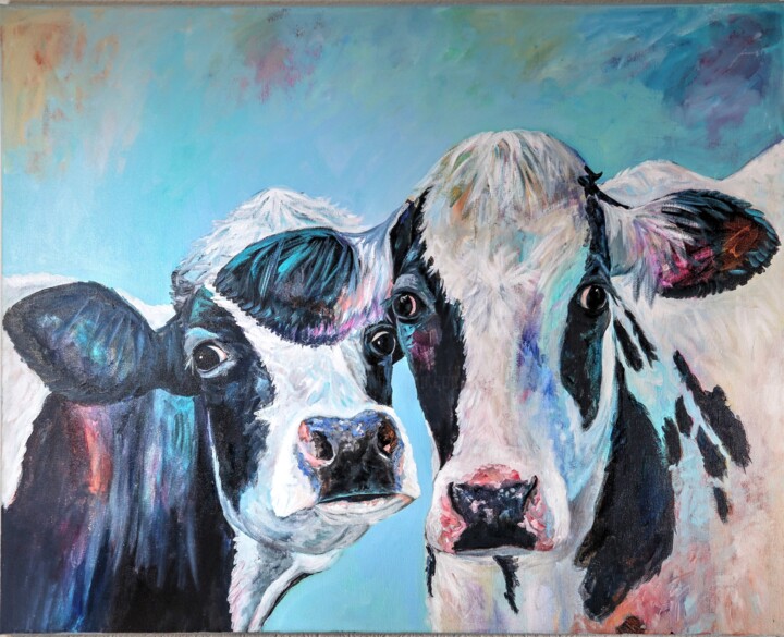 Painting titled "Vicky & Leonie" by Christa Riemann, Original Artwork, Acrylic Mounted on Wood Stretcher frame