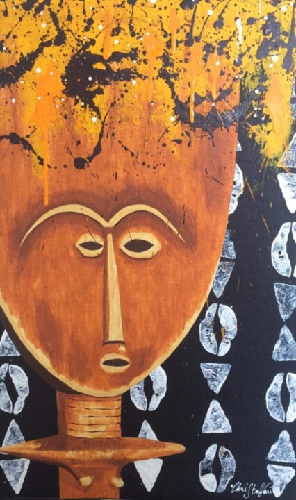 Peinture intitulée "Akwaba" par Christafari, Œuvre d'art originale, Acrylique