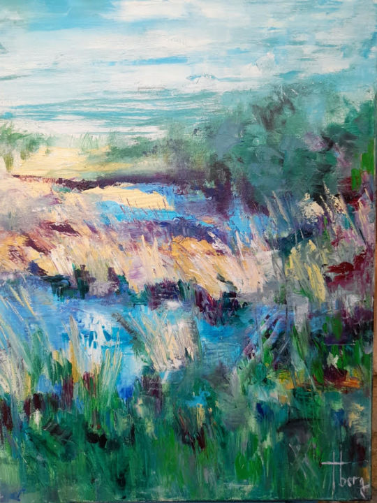 Painting titled "ETANG DU PCHE" by Christberg, Original Artwork, Oil