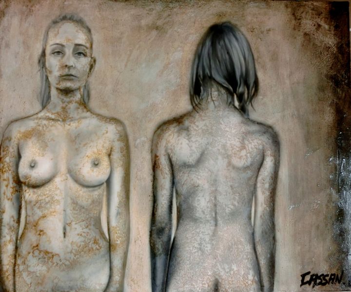Painting titled "Femmes" by Christophe Cassan, Original Artwork, Oil