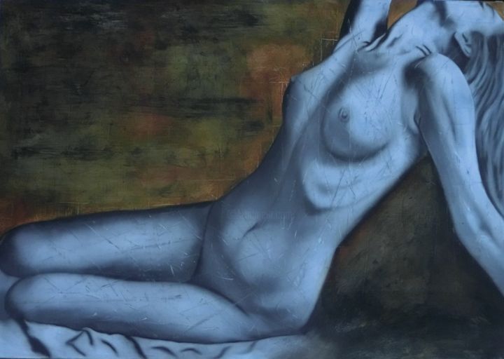 Pintura titulada "femme nue, huile" por Christophe Cassan, Obra de arte original, Oleo
