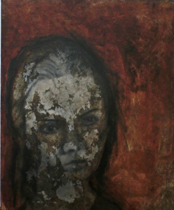 Peinture intitulée "visage femme" par Christophe Cassan, Œuvre d'art originale, Huile
