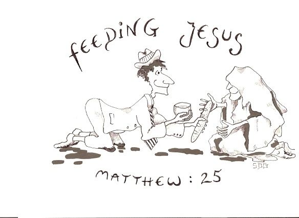 Drawing titled "Feeding Jesus" by Hardy Loeffler, Original Artwork