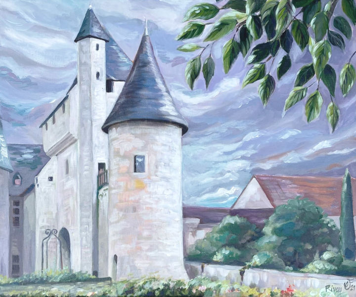 Peinture intitulée "Château du Rivau" par Christel Fréon, Œuvre d'art originale, Acrylique