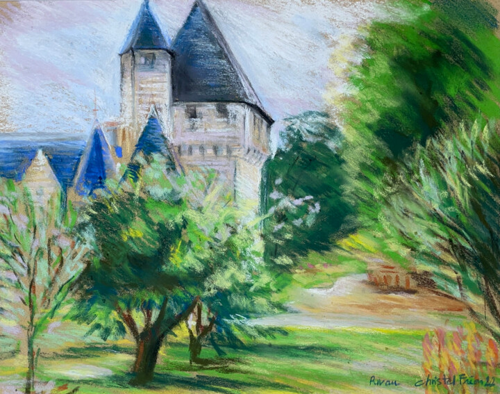 Drawing titled "Dans le jardin du c…" by Christel Fréon, Original Artwork, Pastel Mounted on Cardboard