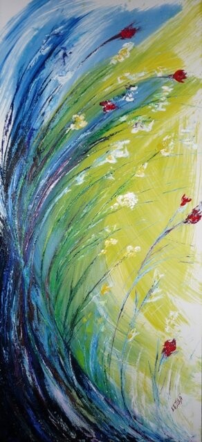 Peinture intitulée ""Luz de flor"" par Christelle Julia, Œuvre d'art originale, Huile