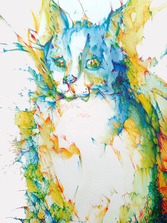 Pintura intitulada "Pitchoune" por Christelle Pensarini, Obras de arte originais, Aquarela