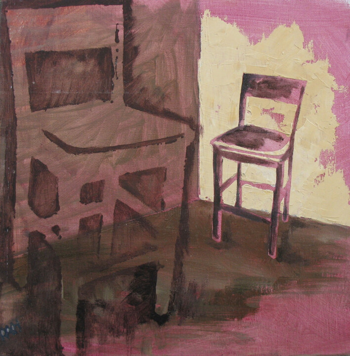 Painting titled "Ombres de chaises" by Christelle Prat, Original Artwork, Oil
