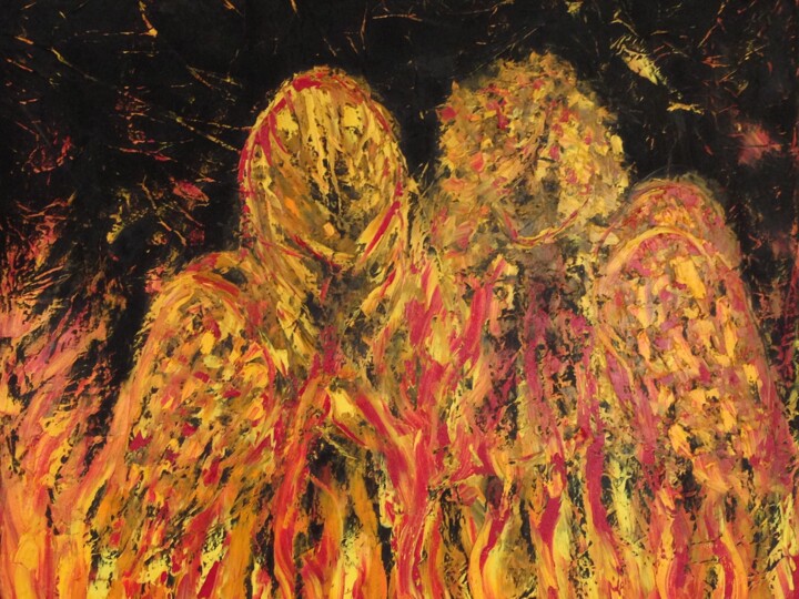 Pintura intitulada "Les anges déchus" por Christelle Robert, Obras de arte originais, Óleo