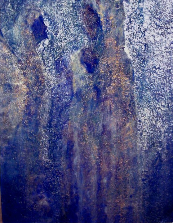 Peinture intitulée "La vierge et l'ange" par Christelle Robert, Œuvre d'art originale, Huile