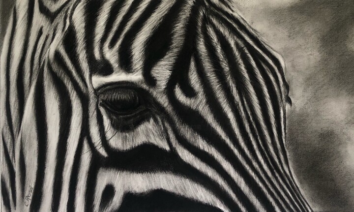 Drawing titled "Close Up" by Christelle Rossi Ligouzat (Chris Rossi), Original Artwork, Charcoal