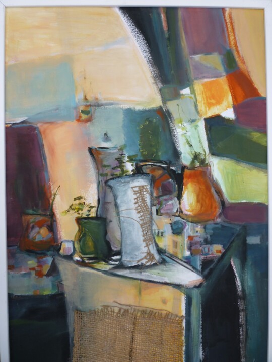 Painting titled "Commode d'atelier" by Christelle Veron Cherbonnier, Original Artwork, Other