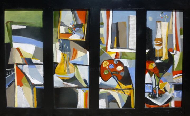 Peinture intitulée "Fenêtres d'atelier" par Christelle Veron Cherbonnier, Œuvre d'art originale, Autre