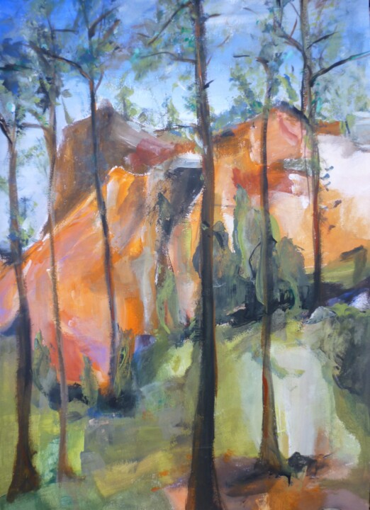 Peinture intitulée "Chemin des ocres 1" par Christelle Veron Cherbonnier, Œuvre d'art originale, Acrylique