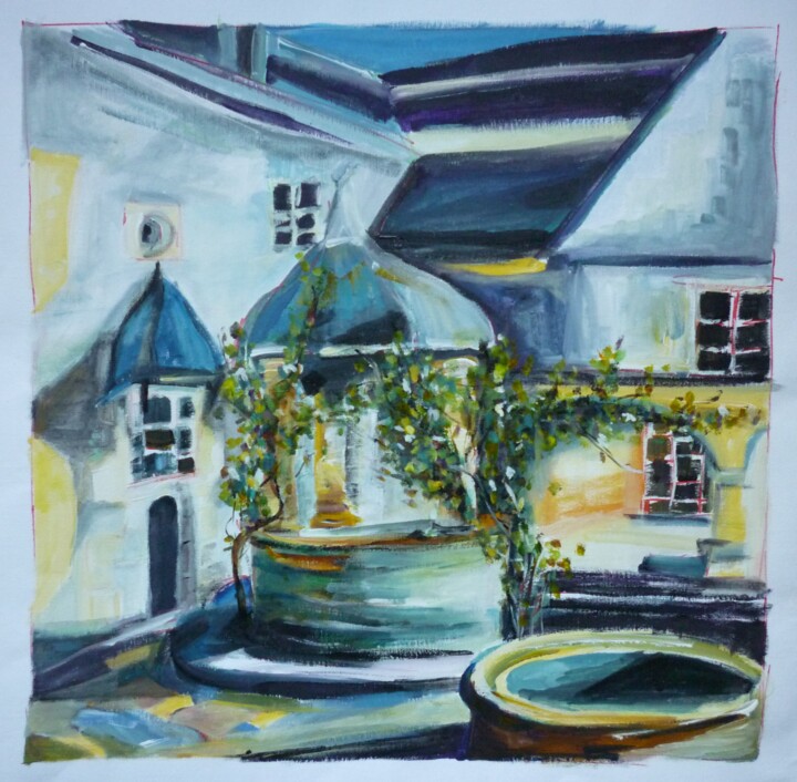 Painting titled "La maison de Ronsard" by Christelle Veron Cherbonnier, Original Artwork, Acrylic