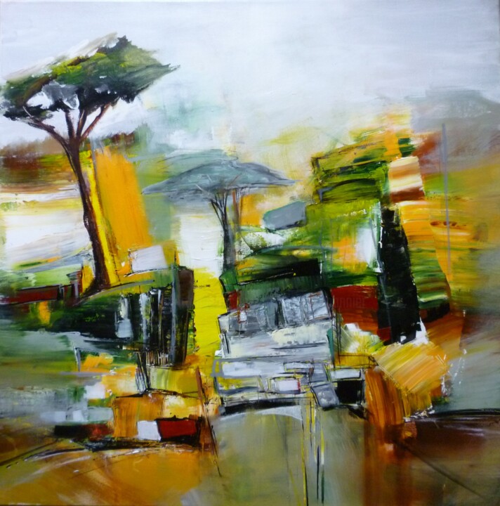 Painting titled "Rift Valley 2" by Christelle Veron Cherbonnier, Original Artwork, Acrylic Mounted on Wood Stretcher frame