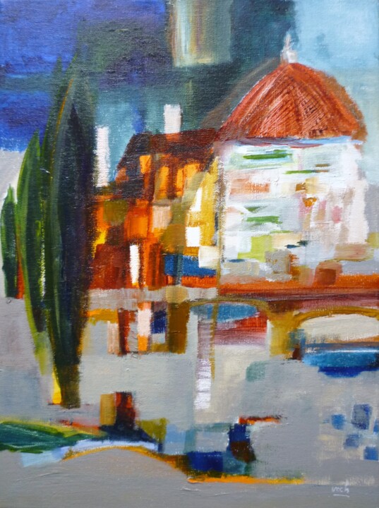 Painting titled "Florence 2" by Christelle Veron Cherbonnier, Original Artwork, Acrylic Mounted on Wood Stretcher frame