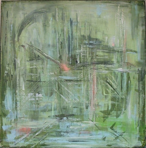 Painting titled "Marais-cage" by Christelle Veron Cherbonnier, Original Artwork