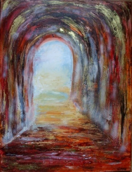 Peinture intitulée "La sortie du tunnel" par Christelle Veron Cherbonnier, Œuvre d'art originale