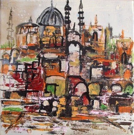 Painting titled "Istanbul" by Christelle Veron Cherbonnier, Original Artwork