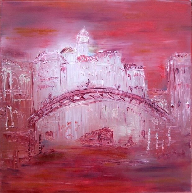 Peinture intitulée "Il ponte dell' Acca…" par Christelle Veron Cherbonnier, Œuvre d'art originale