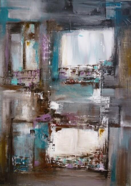 Painting titled "Windows in SoHo" by Christelle Veron Cherbonnier, Original Artwork