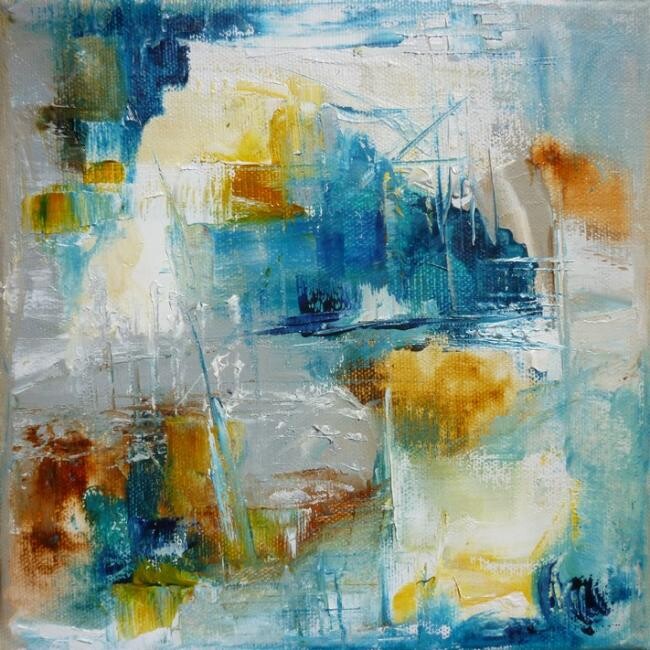 Painting titled "Au fil de l'eau" by Christelle Veron Cherbonnier, Original Artwork