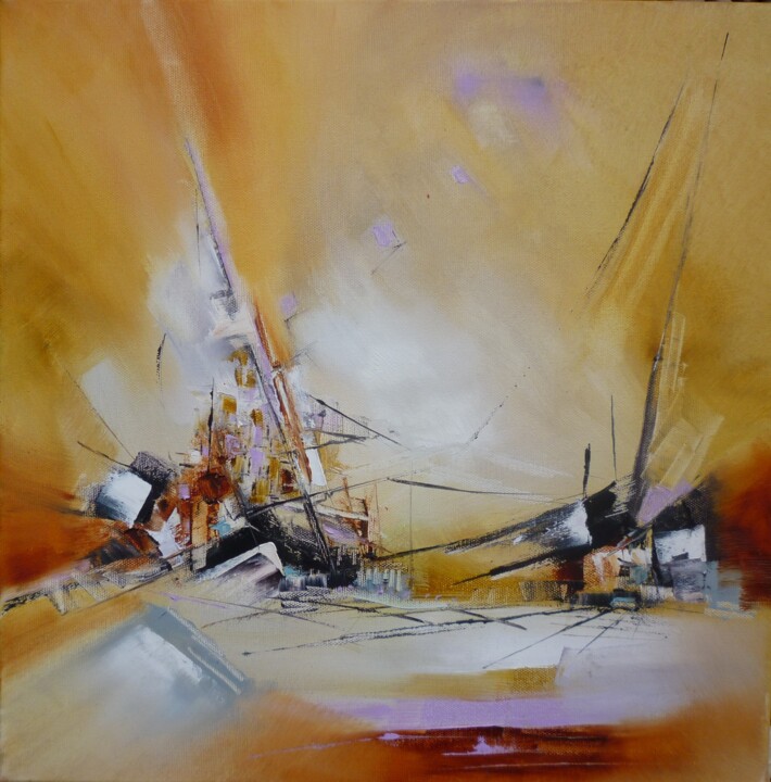 Painting titled "Les navires jumeaux" by Christelle Veron Cherbonnier, Original Artwork