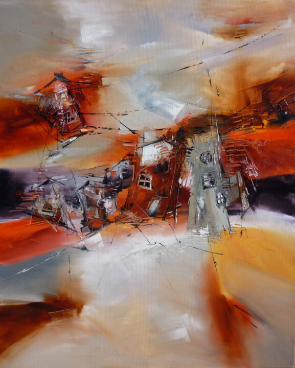 Painting titled "Sur les chemins du…" by Christelle Veron Cherbonnier, Original Artwork, Oil