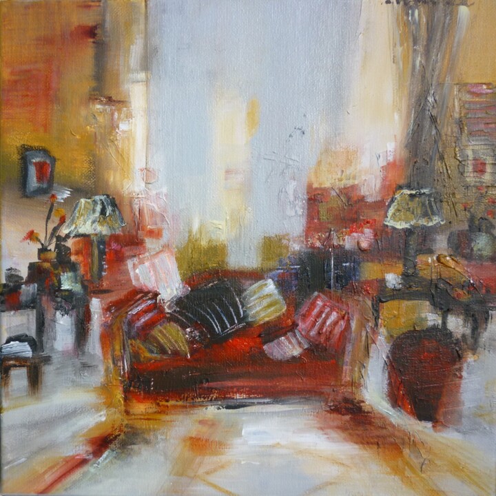 Painting titled "Le salon de Léonor…" by Christelle Veron Cherbonnier, Original Artwork, Acrylic