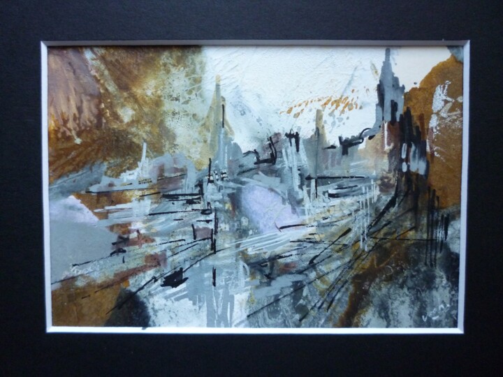 Pittura intitolato "Village de basalte 2" da Christelle Veron Cherbonnier, Opera d'arte originale, Gouache