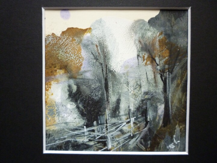 Painting titled "Sentier d'hiver" by Christelle Veron Cherbonnier, Original Artwork, Acrylic