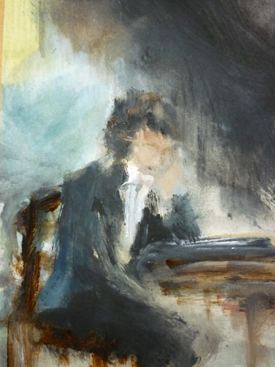 Peinture intitulée "Le penseur" par Christelle Veron Cherbonnier, Œuvre d'art originale, Autre