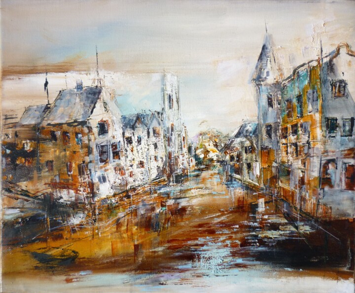 Peinture intitulée "Canaux de Bruges" par Christelle Veron Cherbonnier, Œuvre d'art originale, Autre