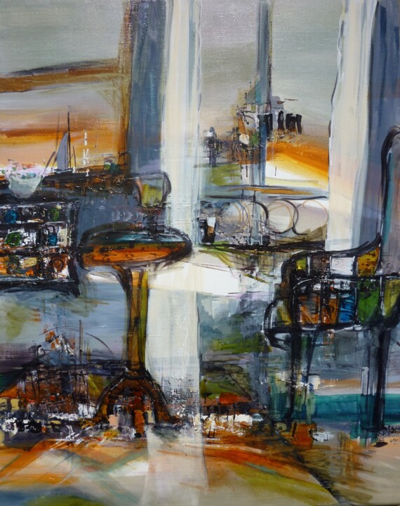 Painting titled "Intérieur-extérieur" by Christelle Veron Cherbonnier, Original Artwork, Other