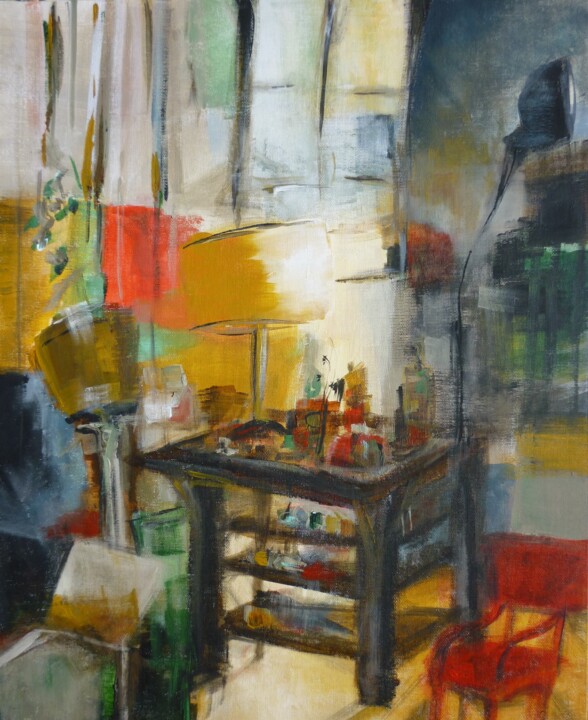 Painting titled "L'atelier studio" by Christelle Veron Cherbonnier, Original Artwork, Acrylic