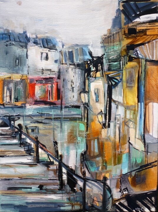 Peinture intitulée "Montmartre 1" par Christelle Veron Cherbonnier, Œuvre d'art originale, Autre