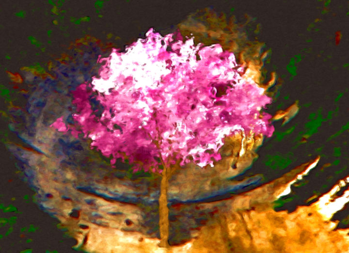 Digitale Kunst getiteld "the Chantilly tree.…" door Christelle Marini, Origineel Kunstwerk, Digitaal Schilderwerk