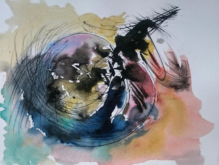 Peinture intitulée "Le cerveau en trans…" par Christelle Ottaviano, Œuvre d'art originale, Aquarelle