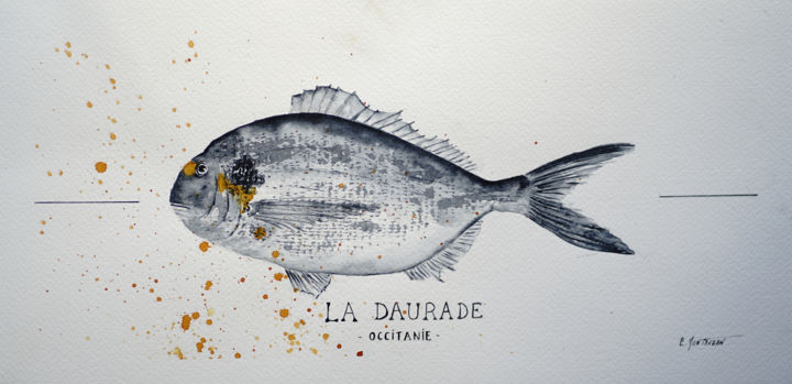 Peinture intitulée "La Daurade" par Christel Montauban, Œuvre d'art originale, Aquarelle