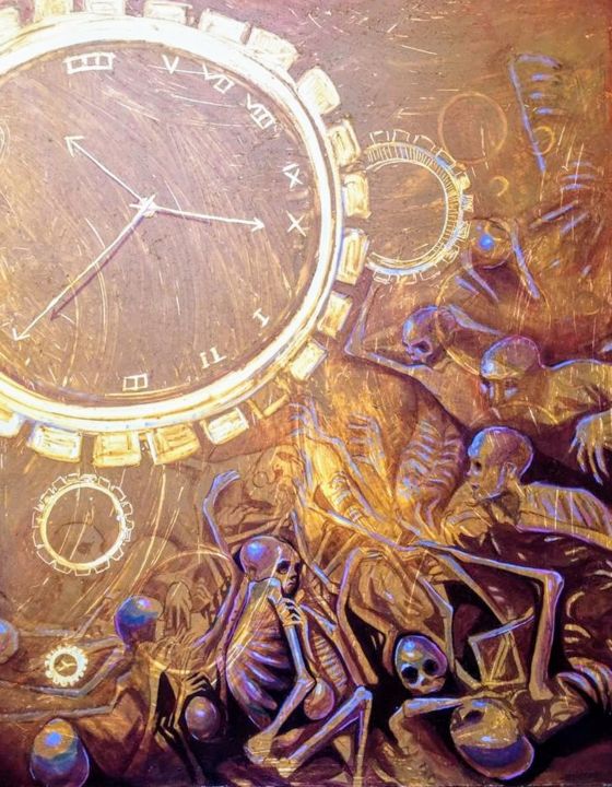 Peinture intitulée "Le temps de la mort" par Christ Fabien Touboui, Œuvre d'art originale, Acrylique