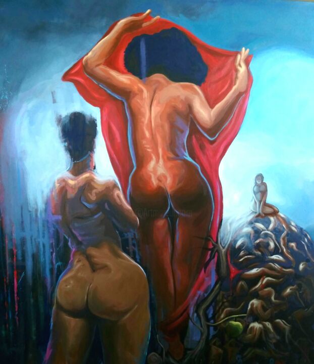 Peinture intitulée "Suprématie féminine" par Christ Fabien Touboui, Œuvre d'art originale, Acrylique