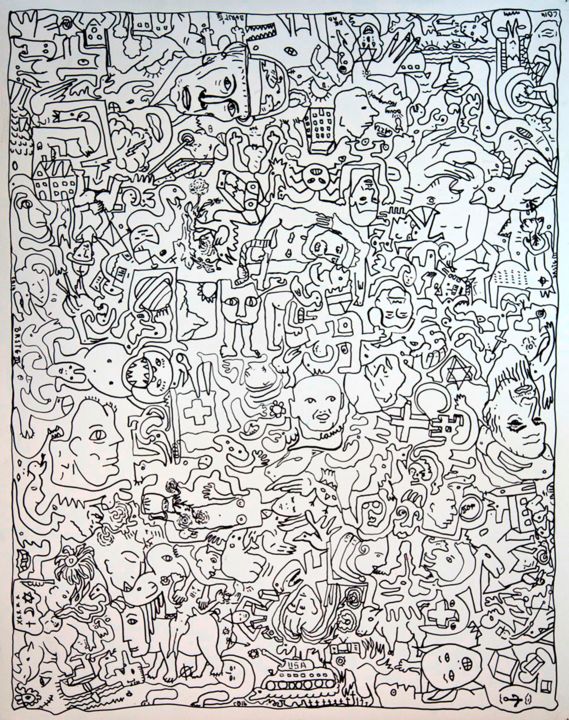 Tekening getiteld "brainsto-4-65-47.jpg" door Christian Bader, Origineel Kunstwerk, Marker