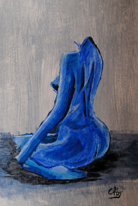 Painting titled "Dos nu bleu" by Christian Bailly-Grandvaux, Original Artwork, Acrylic