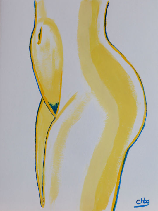 Peinture intitulée "Corps jaune 01" par Christian Bailly-Grandvaux, Œuvre d'art originale, Acrylique