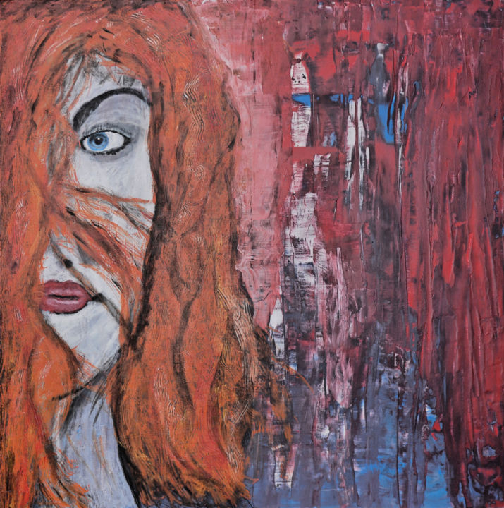 Painting titled "La femme rousse 01" by Christian Bailly-Grandvaux, Original Artwork, Acrylic