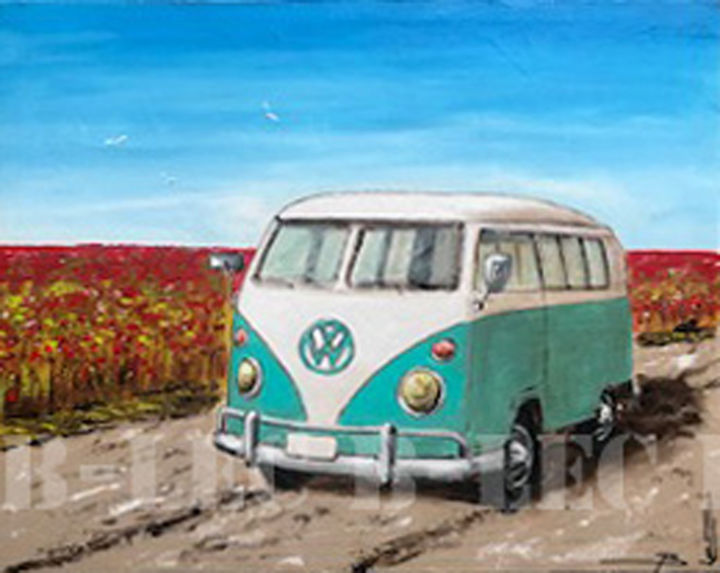 Painting titled "Van dans un champs…" by B-Lec, Original Artwork, Acrylic